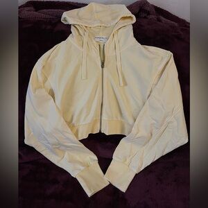 Women's Yellow Crop Hooded Jacket